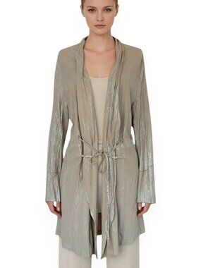 Sylvie Schimmel Paris Leather Tie Front Jacket Metallic Goat $1765 NWT New 44